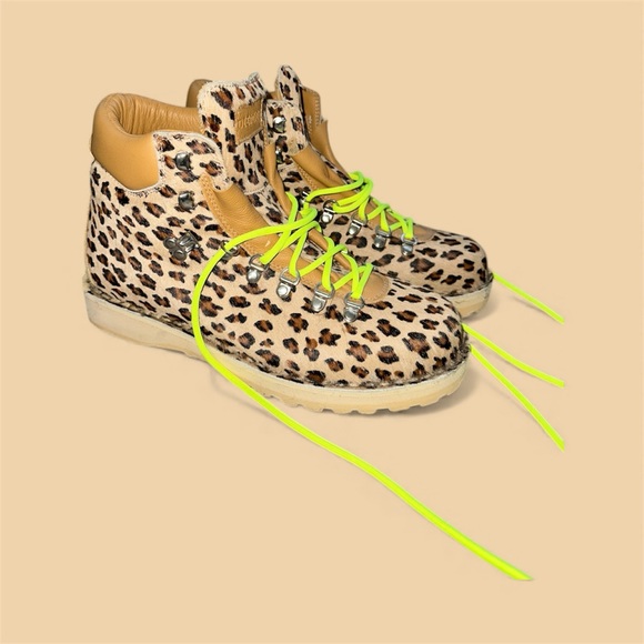 Leopard Print Lace Up Boots with Neon Accents - Picture 3 of 6